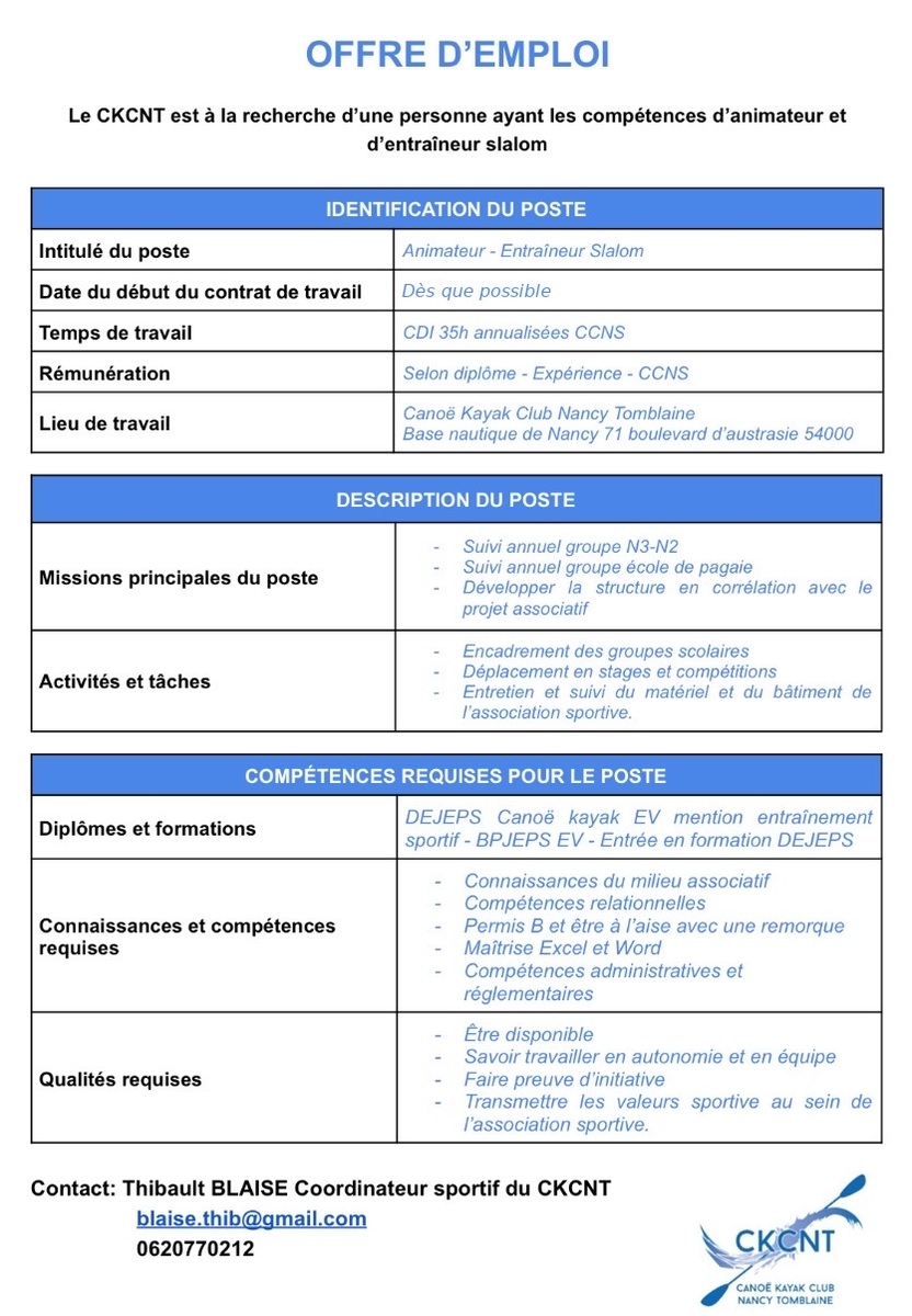 Offre d’emploi